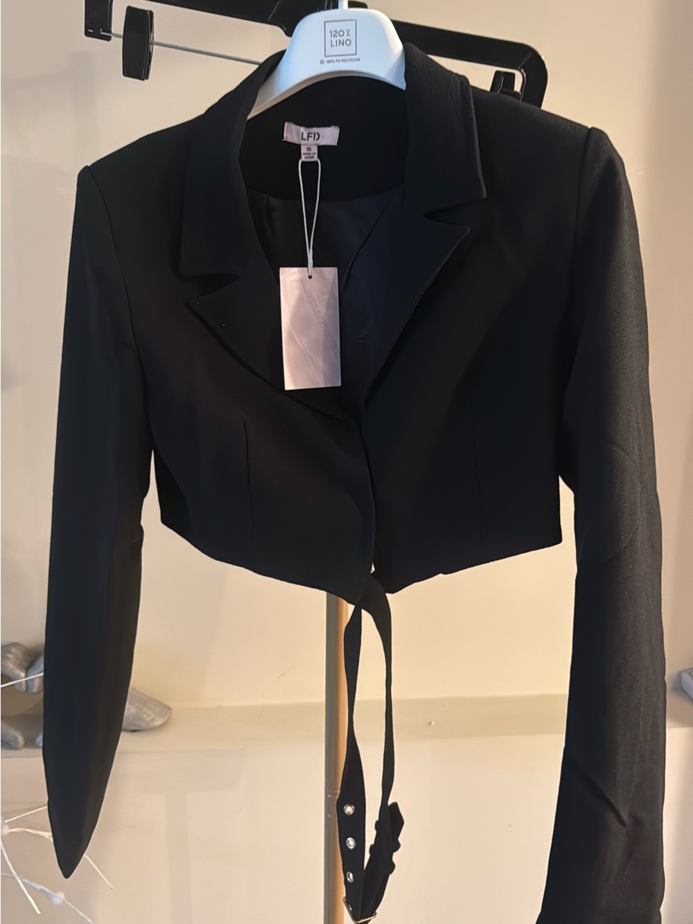 LF Black Cropped Tie-Waist Jacket small